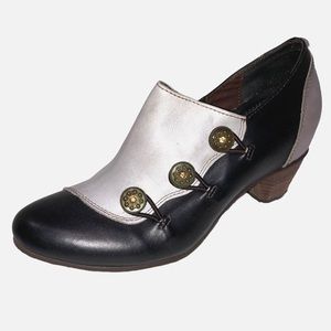Spring Step L'Artiste Getnea  Sz 40 US 9 Gray Black Leather Booties Pump Shoes